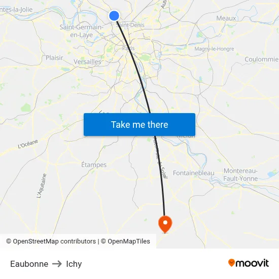 Eaubonne to Ichy map