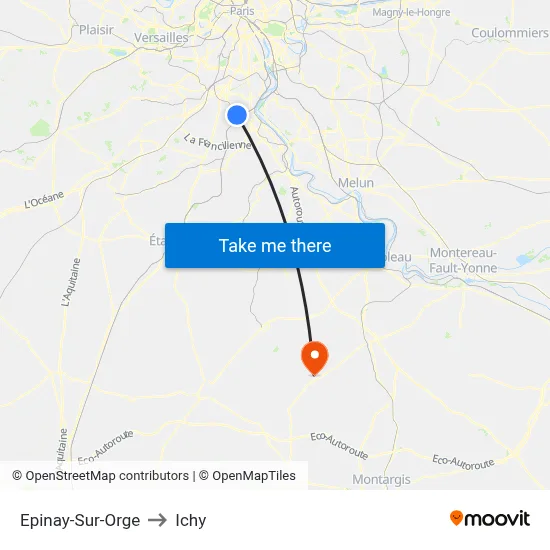 Epinay-Sur-Orge to Ichy map