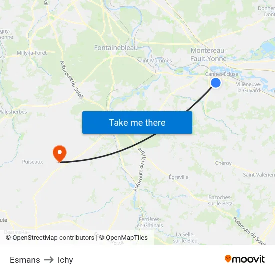 Esmans to Ichy map