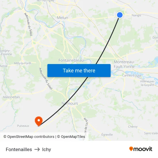 Fontenailles to Ichy map