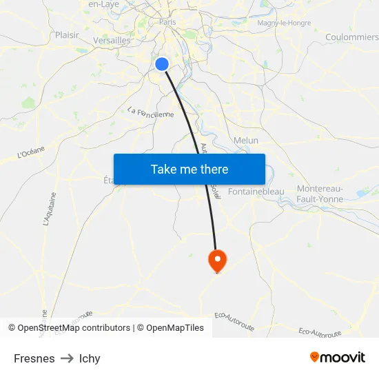 Fresnes to Ichy map