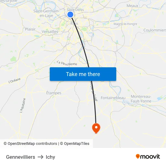 Gennevilliers to Ichy map
