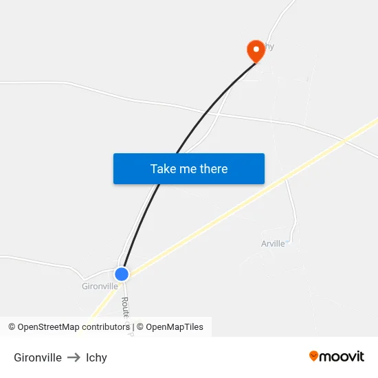 Gironville to Ichy map