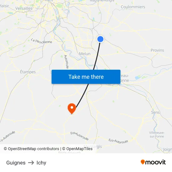 Guignes to Ichy map