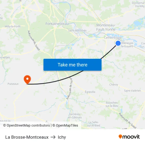 La Brosse-Montceaux to Ichy map