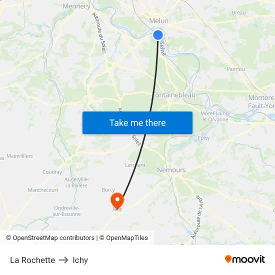 La Rochette to Ichy map