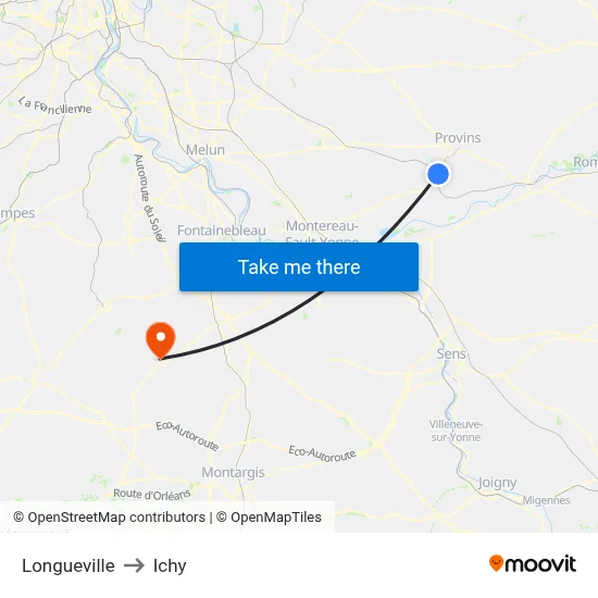 Longueville to Ichy map