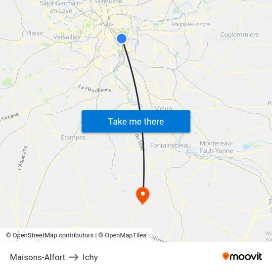 Maisons-Alfort to Ichy map
