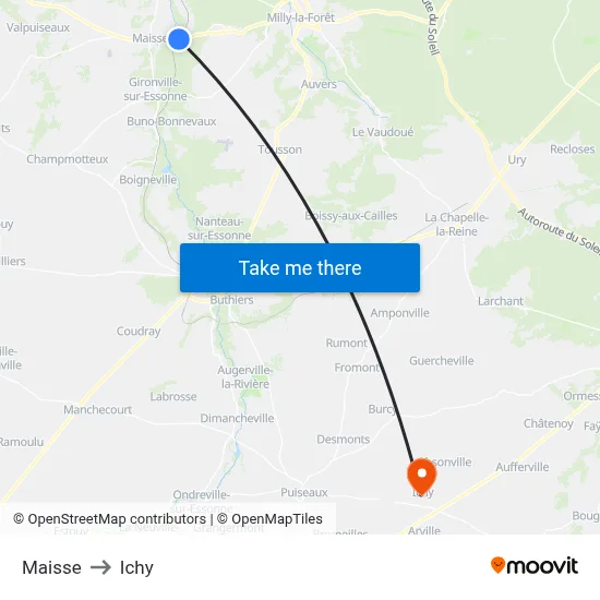 Maisse to Ichy map