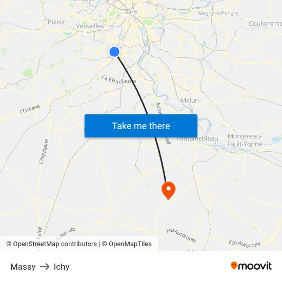 Massy to Ichy map