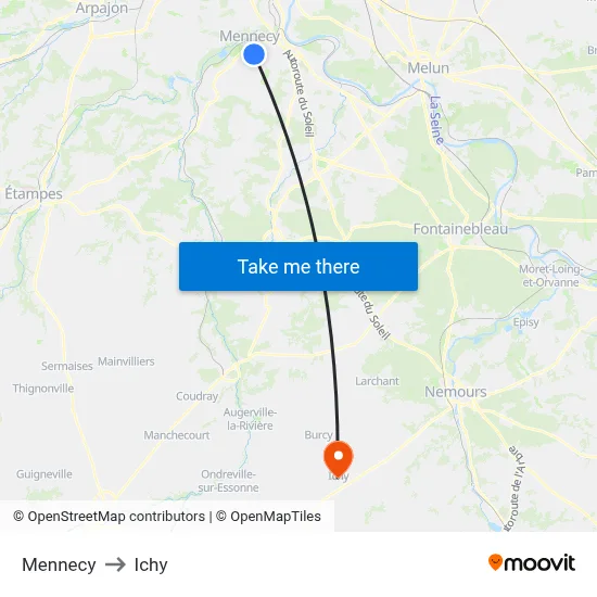 Mennecy to Ichy map