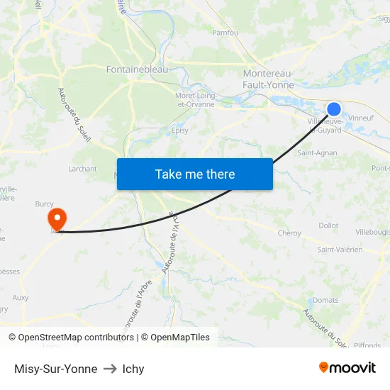 Misy-Sur-Yonne to Ichy map