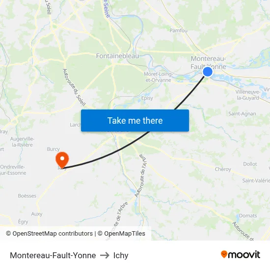Montereau-Fault-Yonne to Ichy map