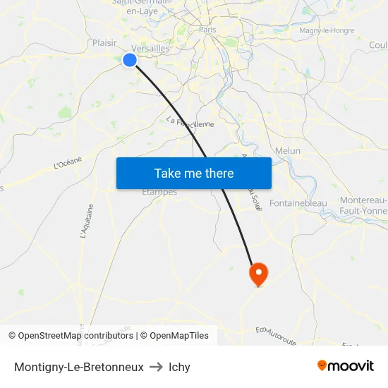 Montigny-Le-Bretonneux to Ichy map
