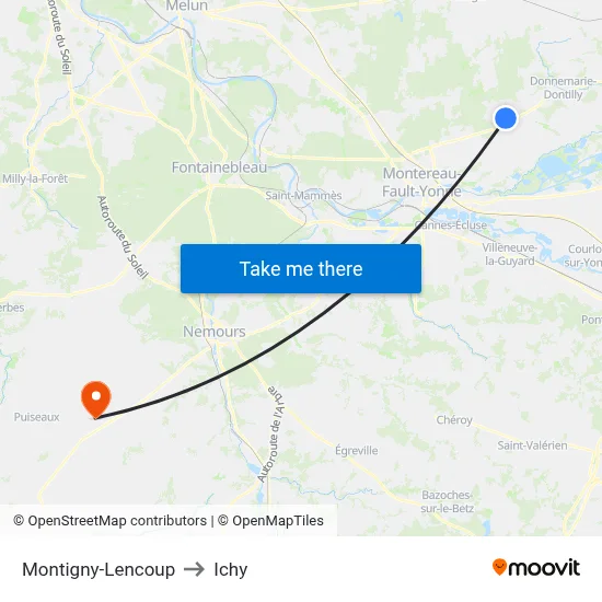 Montigny-Lencoup to Ichy map