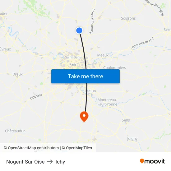 Nogent-Sur-Oise to Ichy map