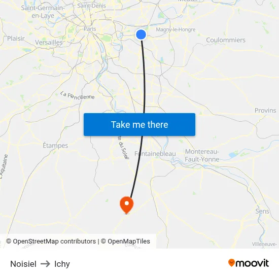 Noisiel to Ichy map