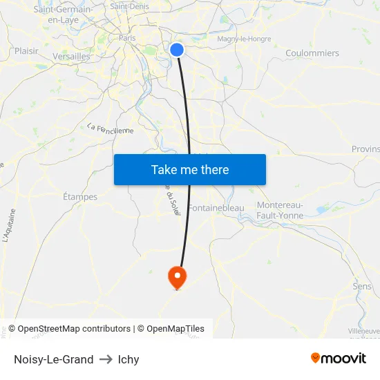 Noisy-Le-Grand to Ichy map