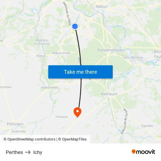 Perthes to Ichy map