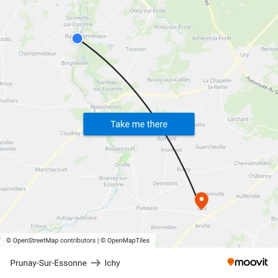 Prunay-Sur-Essonne to Ichy map