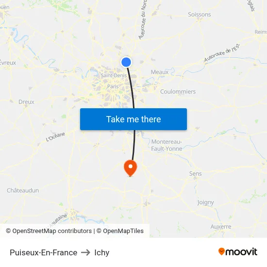 Puiseux-En-France to Ichy map