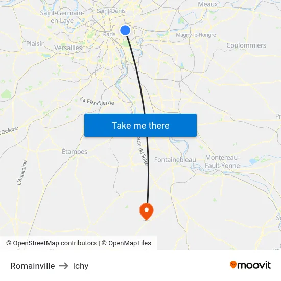 Romainville to Ichy map