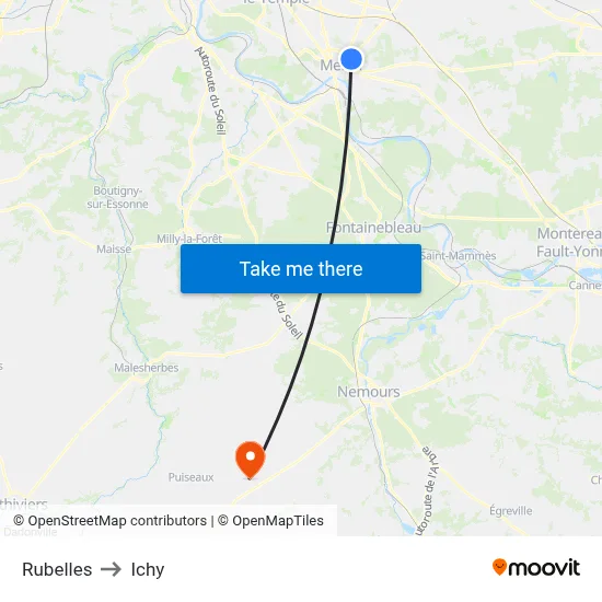 Rubelles to Ichy map