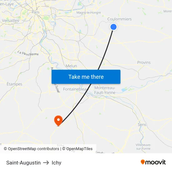 Saint-Augustin to Ichy map