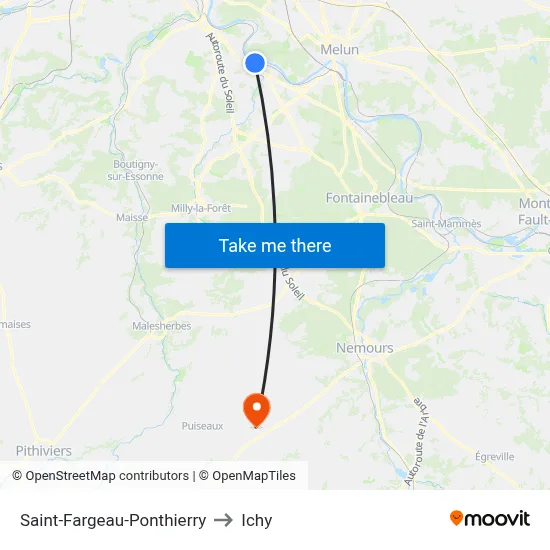 Saint-Fargeau-Ponthierry to Ichy map