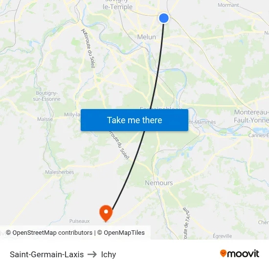 Saint-Germain-Laxis to Ichy map