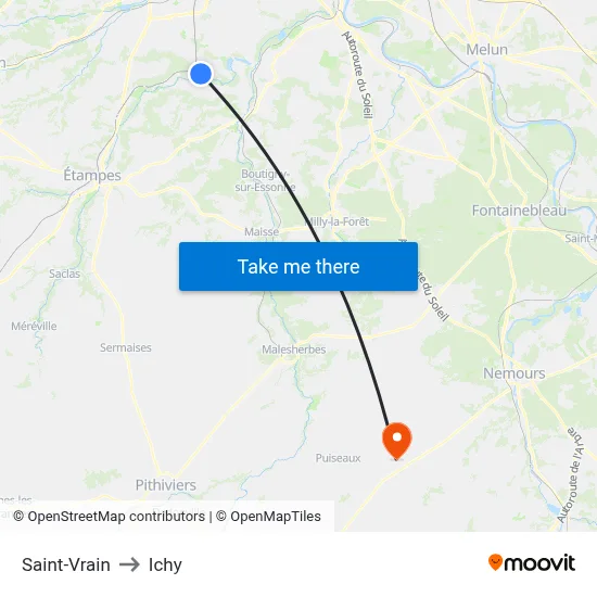 Saint-Vrain to Ichy map