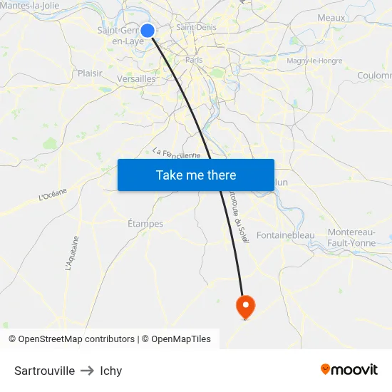 Sartrouville to Ichy map