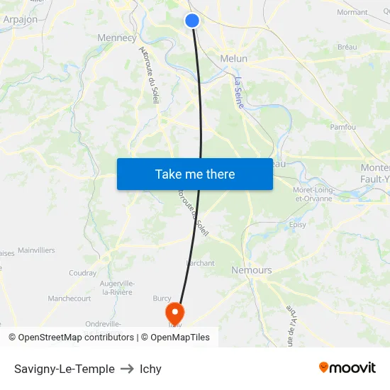 Savigny-Le-Temple to Ichy map