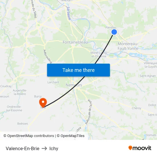 Valence-En-Brie to Ichy map