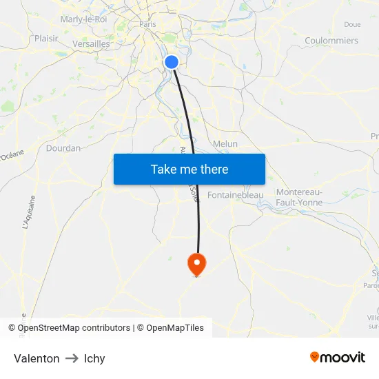 Valenton to Ichy map