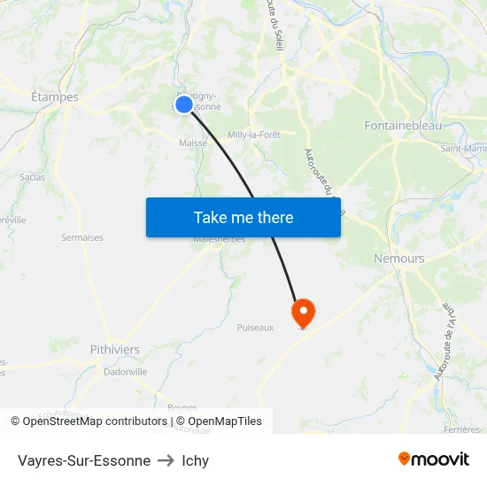 Vayres-Sur-Essonne to Ichy map
