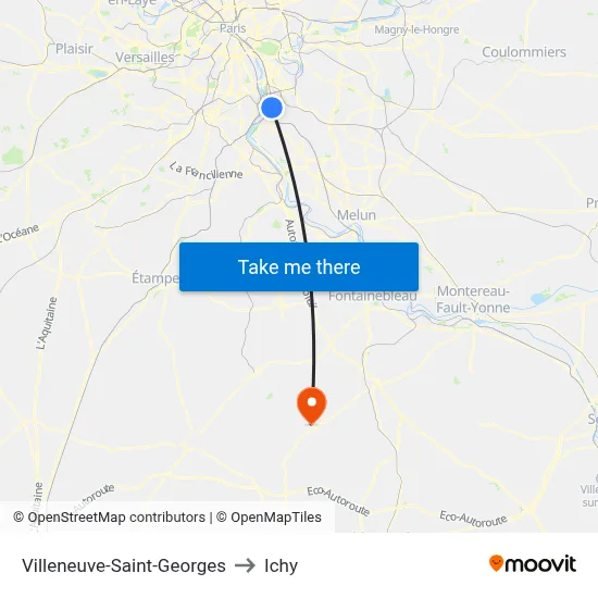 Villeneuve-Saint-Georges to Ichy map