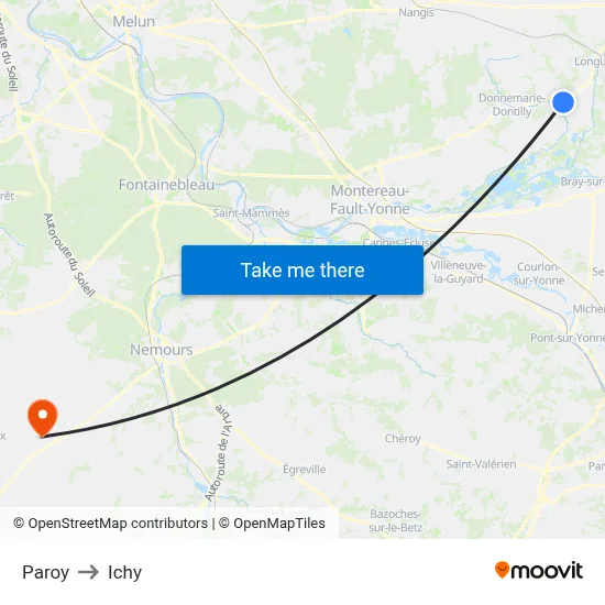 Paroy to Ichy map