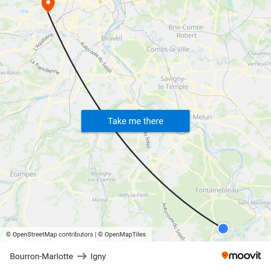 Bourron-Marlotte to Igny map