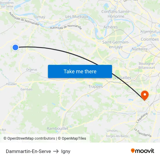 Dammartin-En-Serve to Igny map