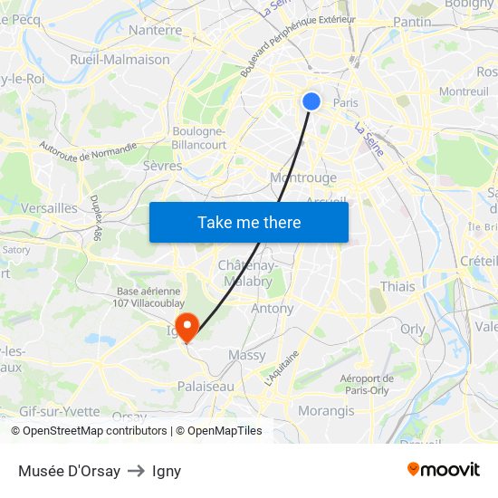 Musée D'Orsay to Igny map