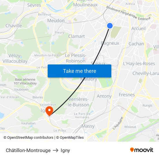Châtillon-Montrouge to Igny map