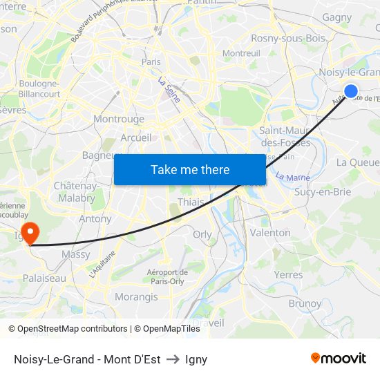 Noisy-Le-Grand - Mont D'Est to Igny map