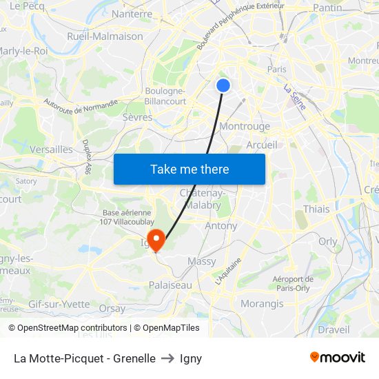 La Motte-Picquet - Grenelle to Igny map