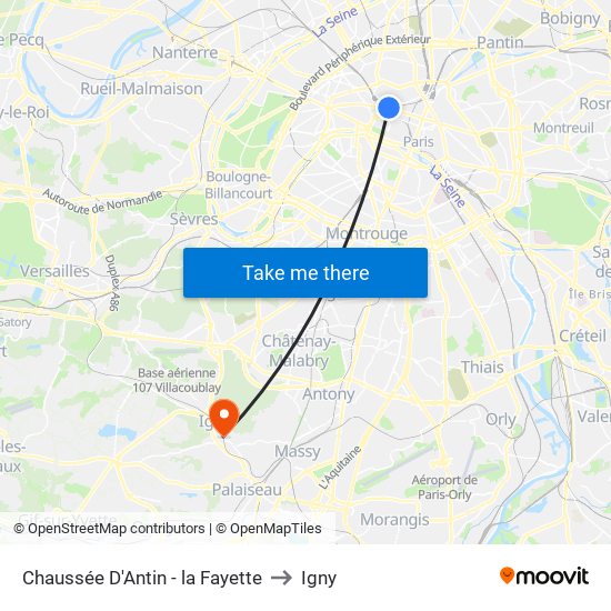 Chaussée D'Antin - la Fayette to Igny map