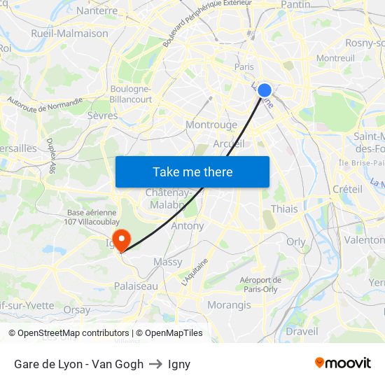Gare de Lyon - Van Gogh to Igny map