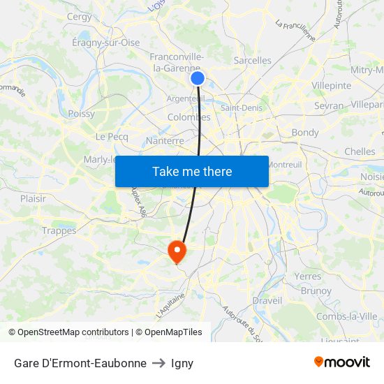 Gare D'Ermont-Eaubonne to Igny map