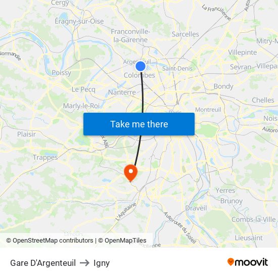 Gare D'Argenteuil to Igny map