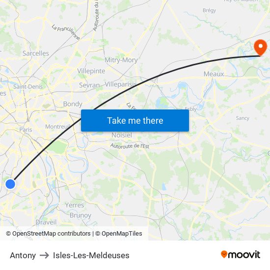 Antony to Isles-Les-Meldeuses map
