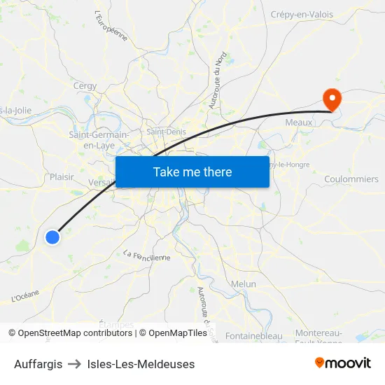 Auffargis to Isles-Les-Meldeuses map